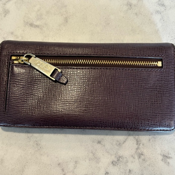 Cole Haan long wallet eggplant GUC cross grain leather - Picture 3 of 7
